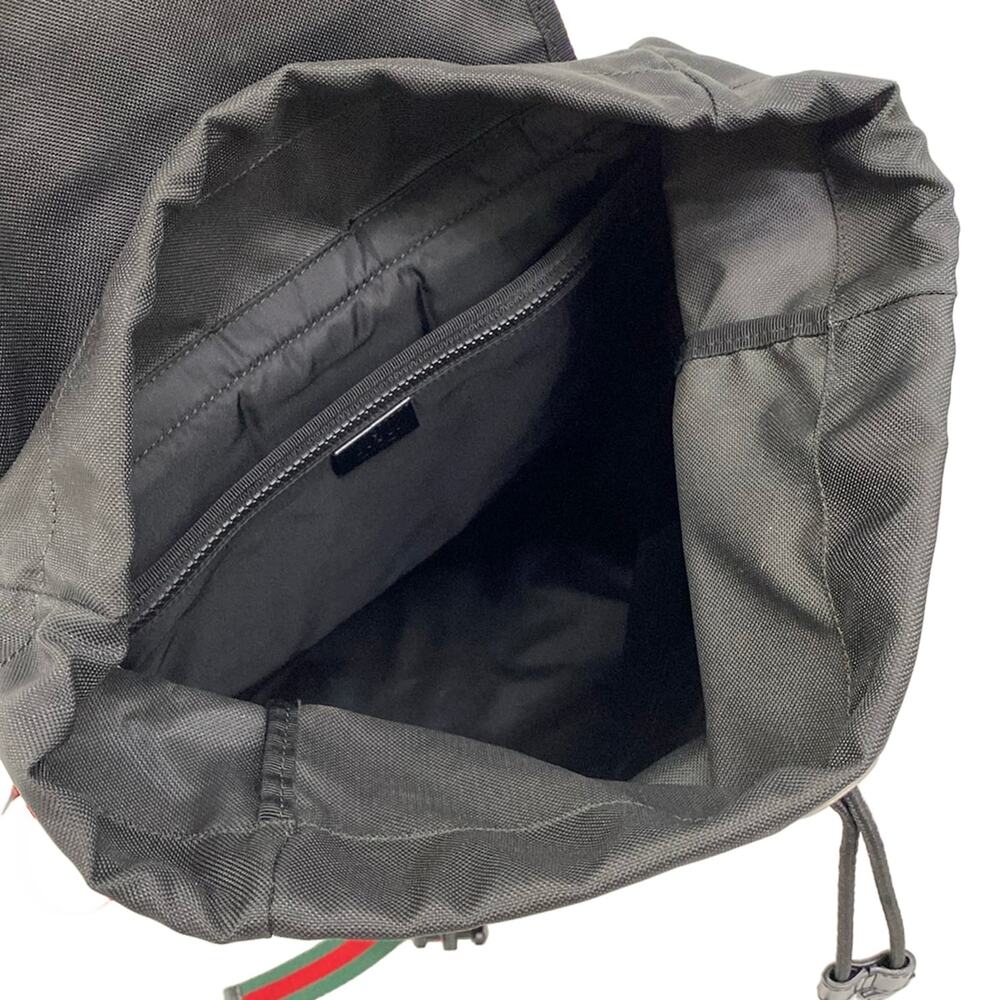 Gucci Shelly (Web) Backpack 450982 Black Green Multi Nylon Leather - Picture 7 of 15